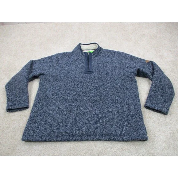 Orvis Sweater Men Extra Large Blue Heavyweight Fleece Outdoor Zip Pullover Camp - Picture 1 of 12
